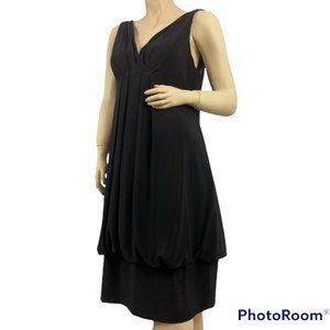 ELIZA J New York Women's Black Sleeveless Plunging V-neck Drape Dress Size 14